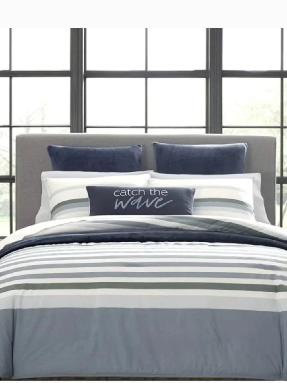Nautica Lansier Cotton Grey Duvet Cover Set Full/Queen